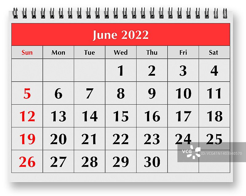 2022年6月日历页面图片素材