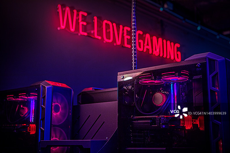 电竞游戏室及电脑房灯光图片素材