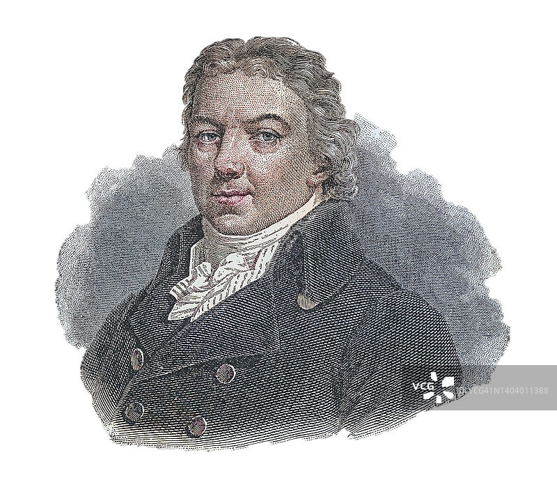 英国医生爱德华·詹纳肖像：疫苗概念的先驱，天花疫苗的发明者图片素材