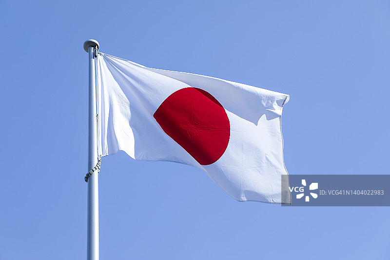 日本国旗与晴朗的天空图片素材