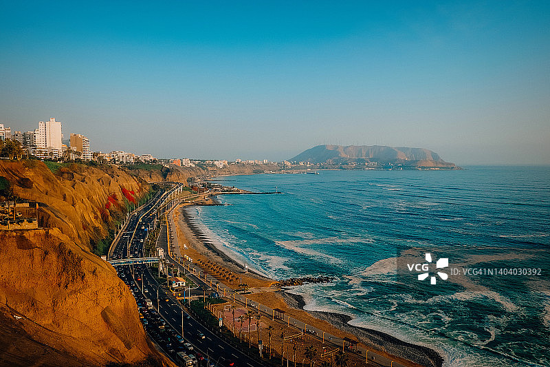 秘鲁利马太平洋海岸航拍图片素材