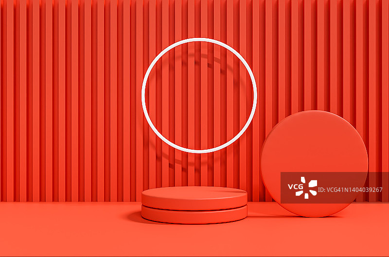 3D渲染红色几何展览背景图片素材