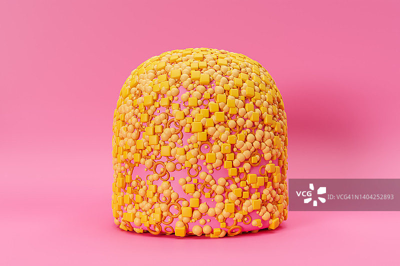 具有多种不同颜色几何体的圆柱体，3D渲染图片素材