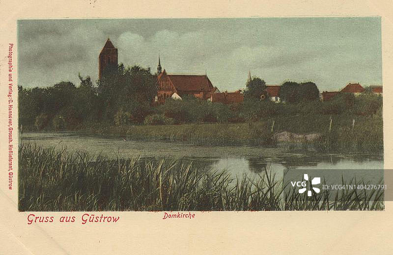 德国梅克伦堡-前波美拉尼亚罗斯托克县居斯特罗大教堂（1910年明信片数字复制品）图片素材