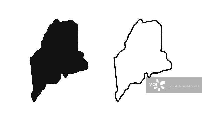 美国缅因州轮廓地图。黑白颜色选项。矢量图图片素材