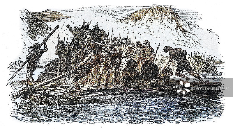 旧版雕刻插画：阿拉里克一世图片素材