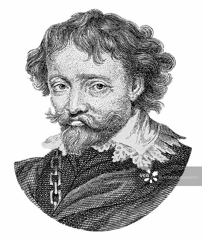 彼得·保罗·鲁本斯爵士肖像 - 弗拉芒巴洛克艺术家和外交家图片素材