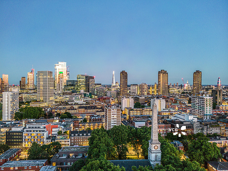 无人机视角下的伦敦天际线图片素材