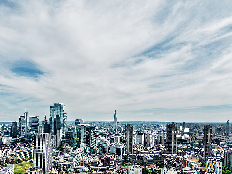 无人机视角下的伦敦天际线图片素材