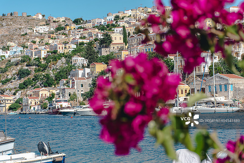 希腊锡米岛传统房屋建筑图片素材