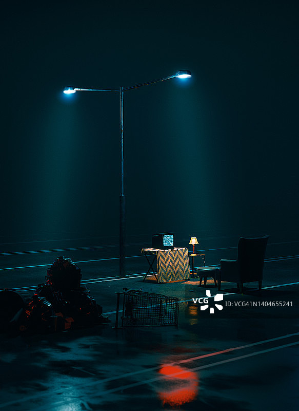 废弃城市的末日概念图片素材