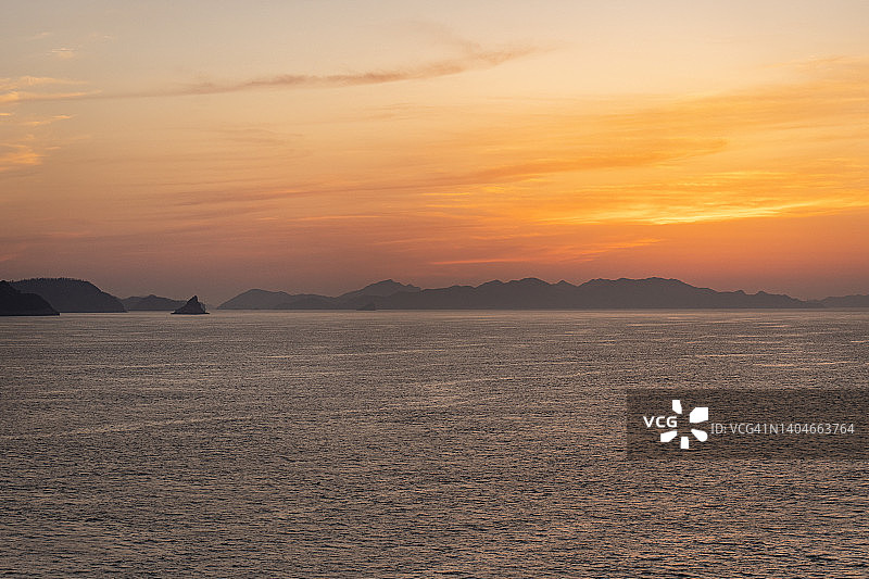 多岛海海上国家公园海中日落图片素材