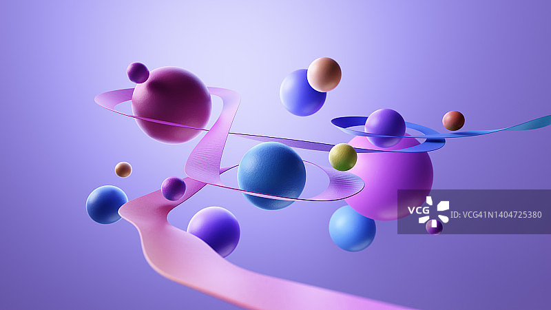 由丝带连接的球体图片素材