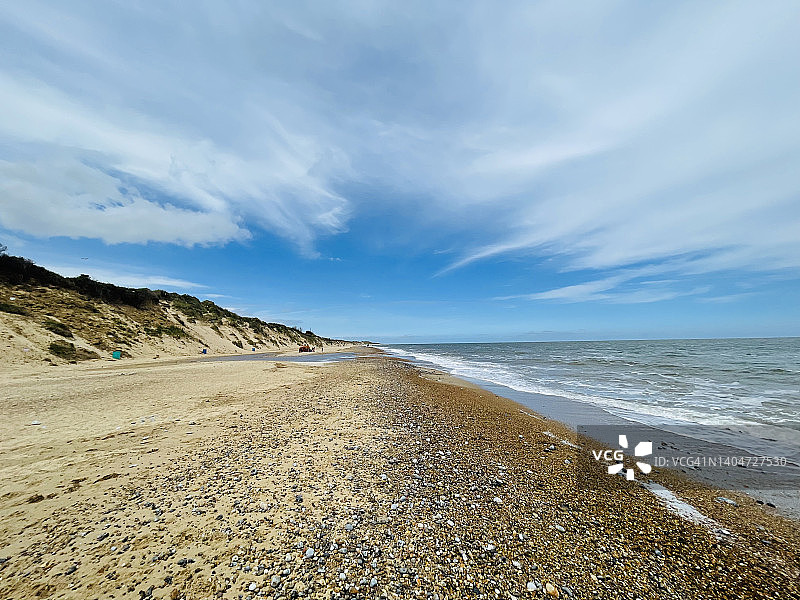 阳光明媚的英国亨姆斯比海滩图片素材