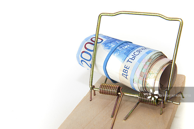 捕鼠器中的2000俄罗斯卢布纸币图片素材