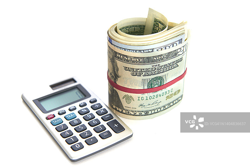 带有美元纸币的计算器图片素材