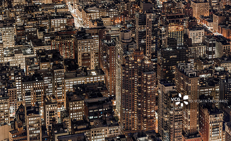 纽约曼哈顿夜景航拍图片素材