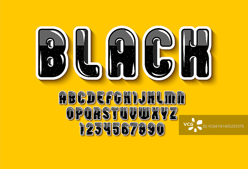 黑色光面卡通风格字母数字图片素材