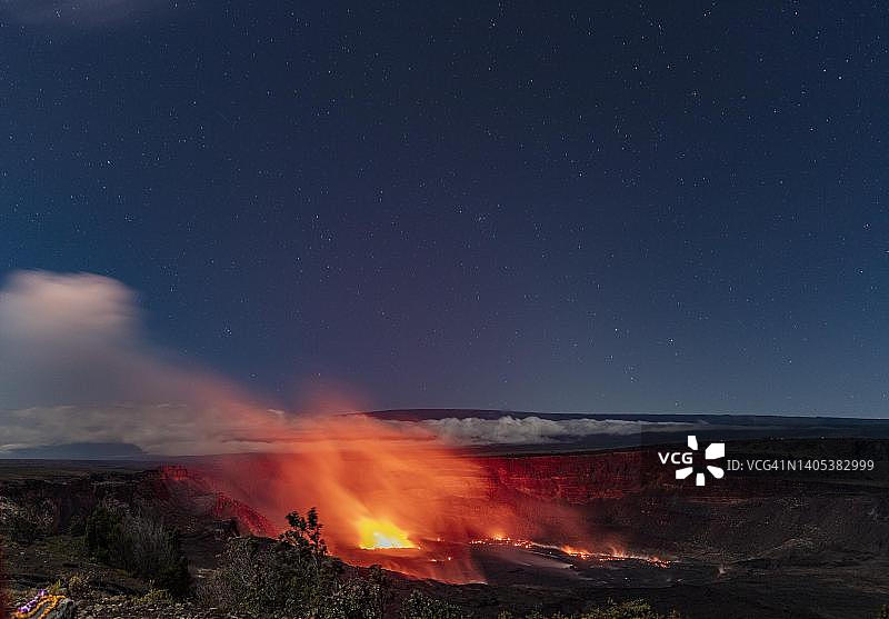 美国夏威夷大岛夏威夷火山国家公园基拉韦厄火山活跃喷发景象图片素材