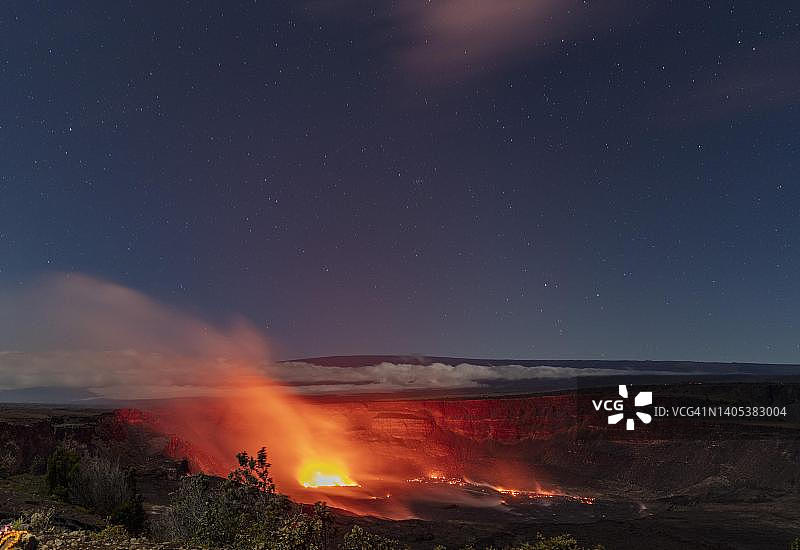 美国夏威夷大岛夏威夷火山国家公园基拉韦厄火山活跃喷发景象图片素材
