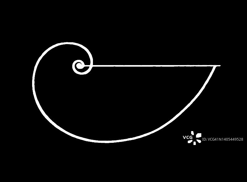 几何学中的线条曲线——对数螺线或等角螺线古版画图片素材