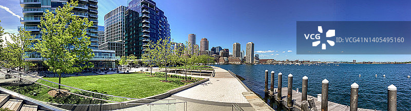 波士顿海港创新区码头步道图片素材