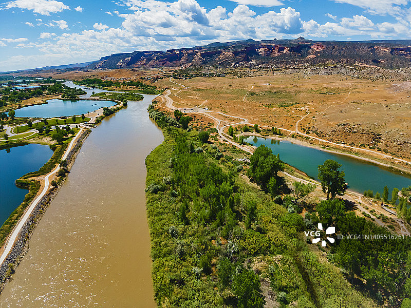 科罗拉多河流域和河畔湖泊航拍系列图片素材