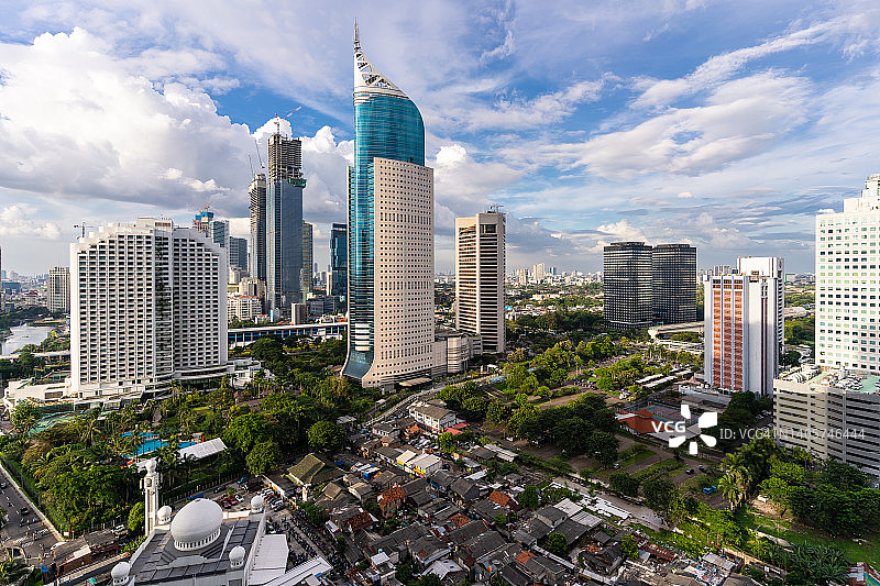 印度尼西亚雅加达商业区鸟瞰图片素材