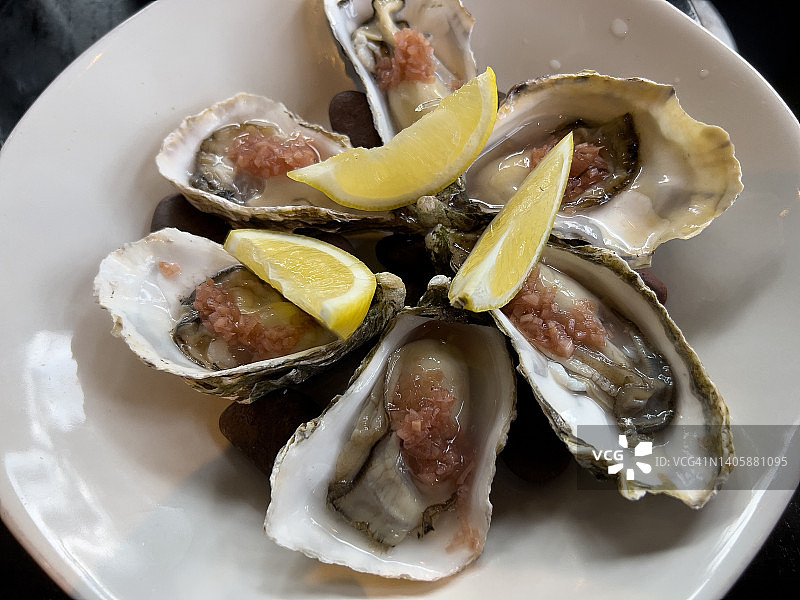 新鲜剥壳的生蚝图片素材