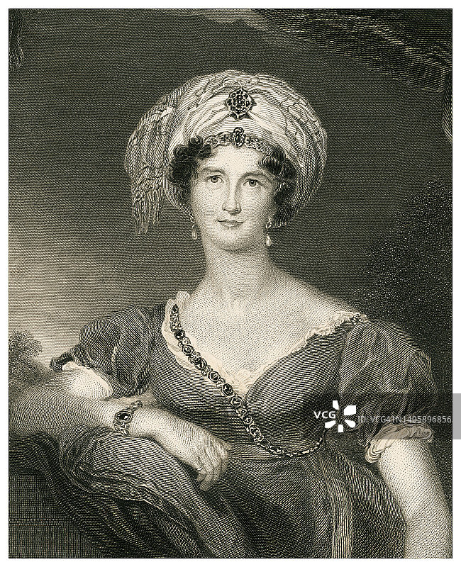 沃特福德侯爵夫人路易莎·安妮·贝雷斯福德肖像：拉斐尔前派水彩画家和慈善家图片素材