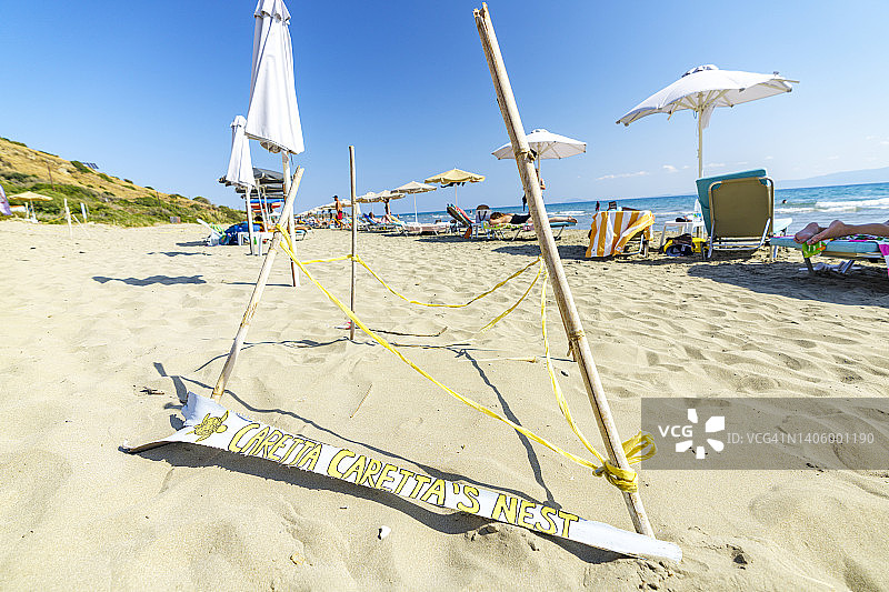 海滩上红海龟巢穴的保护措施图片素材