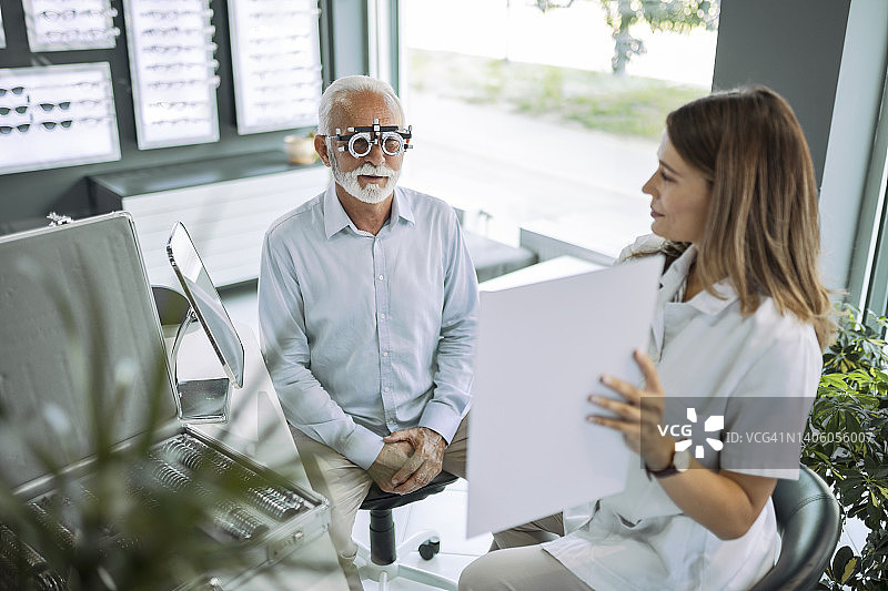 年长者在眼科医生处进行眼科检查图片素材