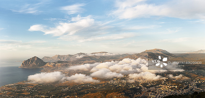 西西里岛海岸的鸟瞰图图片素材