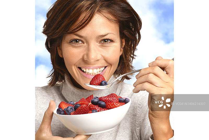 女人吃水果图片素材
