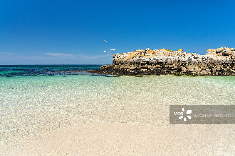 布列塔尼格莱南群岛美丽的白色沙滩图片素材