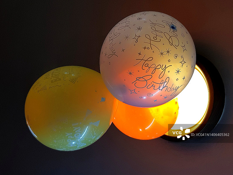 装饰气球上的生日快乐祝福语图片素材