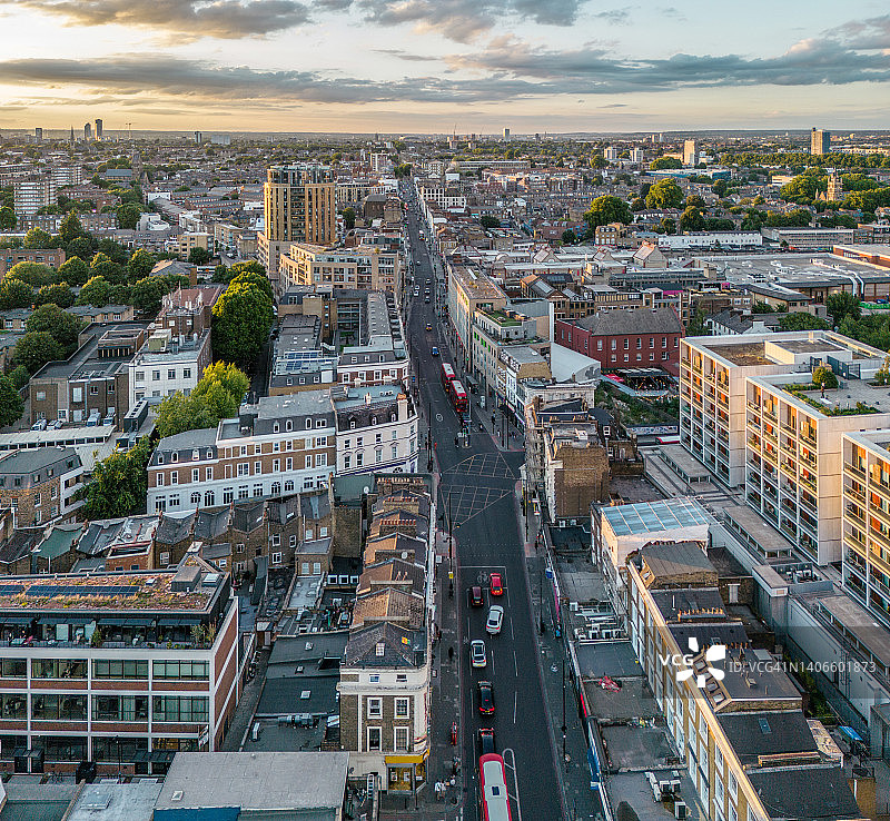 从高空俯瞰伦敦A10公路图片素材