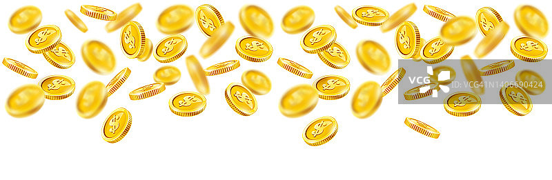 现金金币，下落的美元孤立矢量图图片素材
