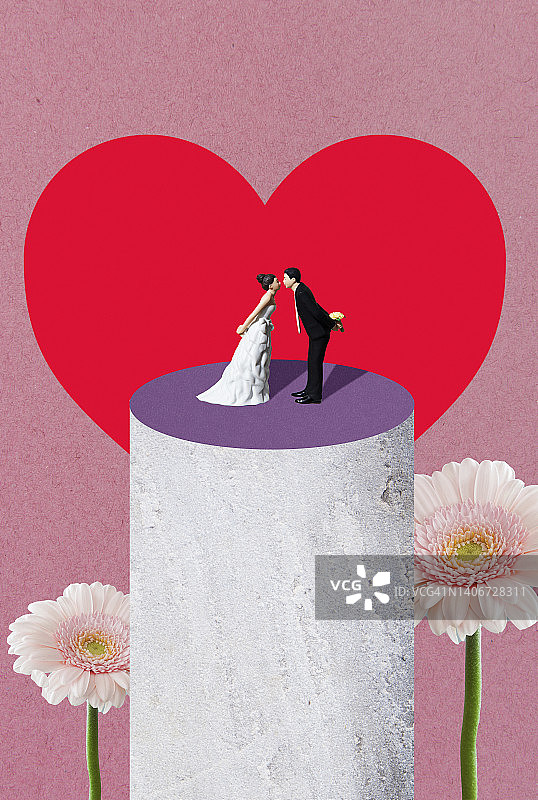 新娘和新郎亲吻蛋糕图片素材