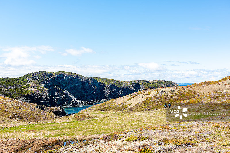 纽芬兰特威林盖特朗角灯塔，克罗角崎岖的的大西洋海岸线，加拿大图片素材