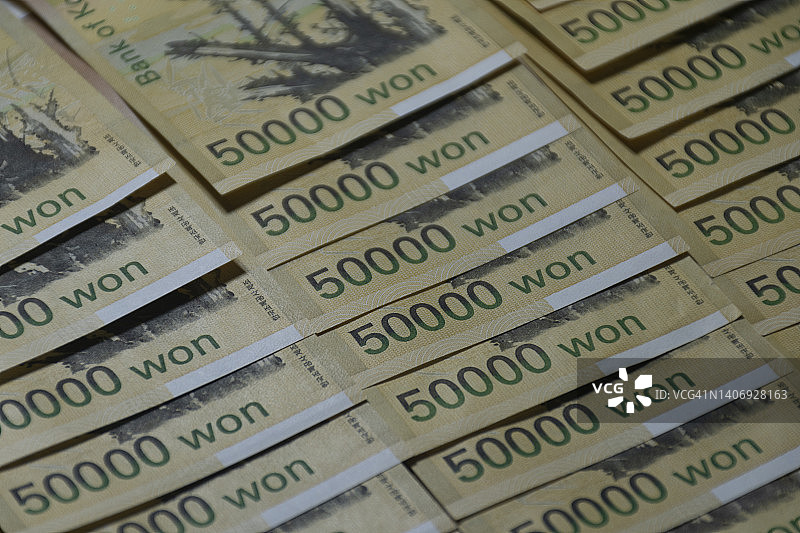 韩元纸币图片素材