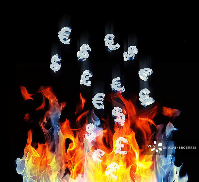 火焰中的货币图标图片素材