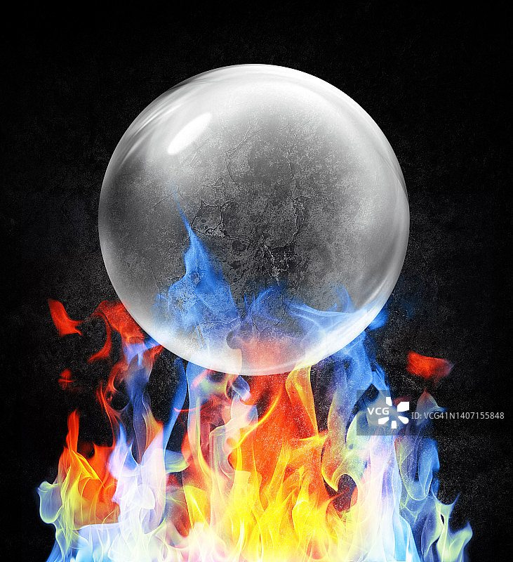 燃气火焰上的气泡图片素材