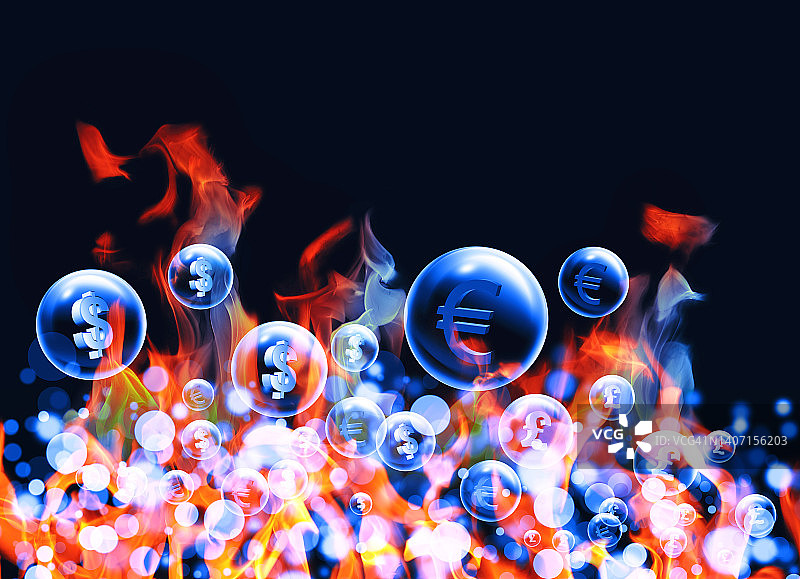 货币符号和火焰图片素材