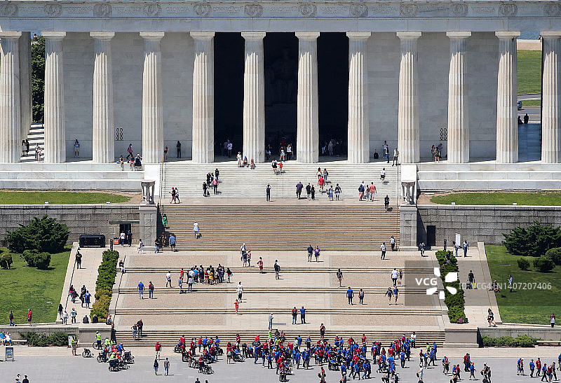 华盛顿特区林肯纪念堂航拍景观图片素材