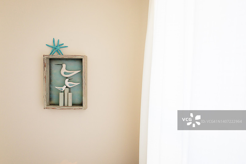 海边主题海鸥海星墙面装饰图片素材