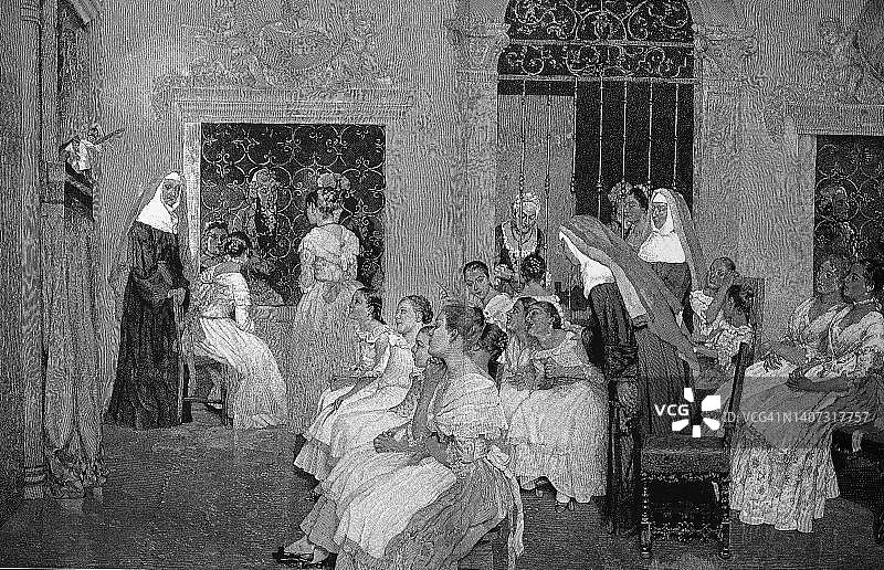 奥地利维也纳修道院木偶剧院（1882年国际艺术展数字修复再现）图片素材