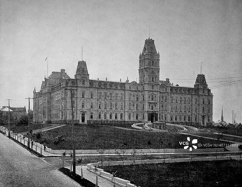 19世纪的魁北克市议会大厦（加拿大，约1880年，历史照片的数码修复复制品）图片素材