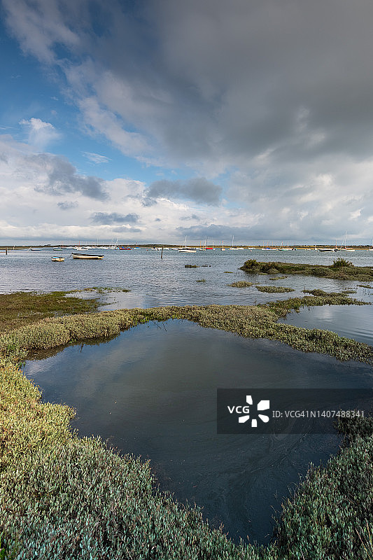 英国诺福克郡布兰卡斯特的潮汐沼泽图片素材