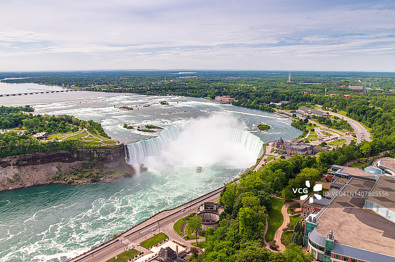 尼亚加拉瀑布马蹄瀑布高角度景观图片素材
